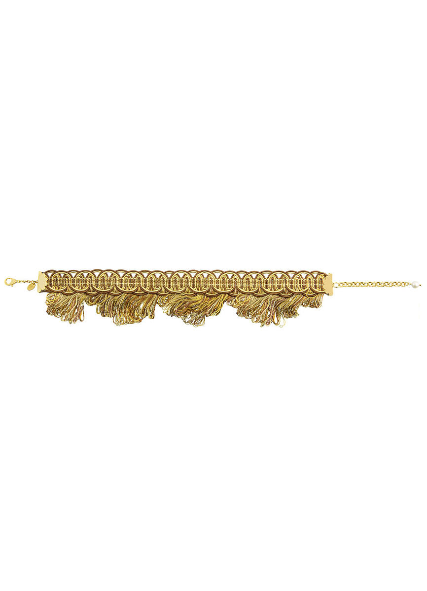 Choker Passamaneria Frange Marrone E Oro - Lebole Maison