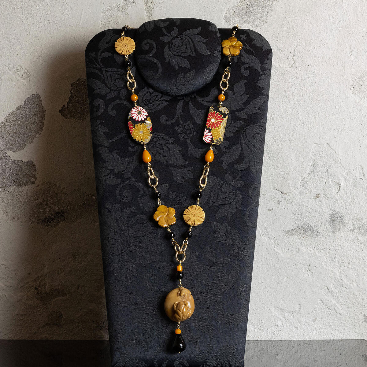 Collana Solo Io Fiori Marroni Pietre Nero - Lebole Maison