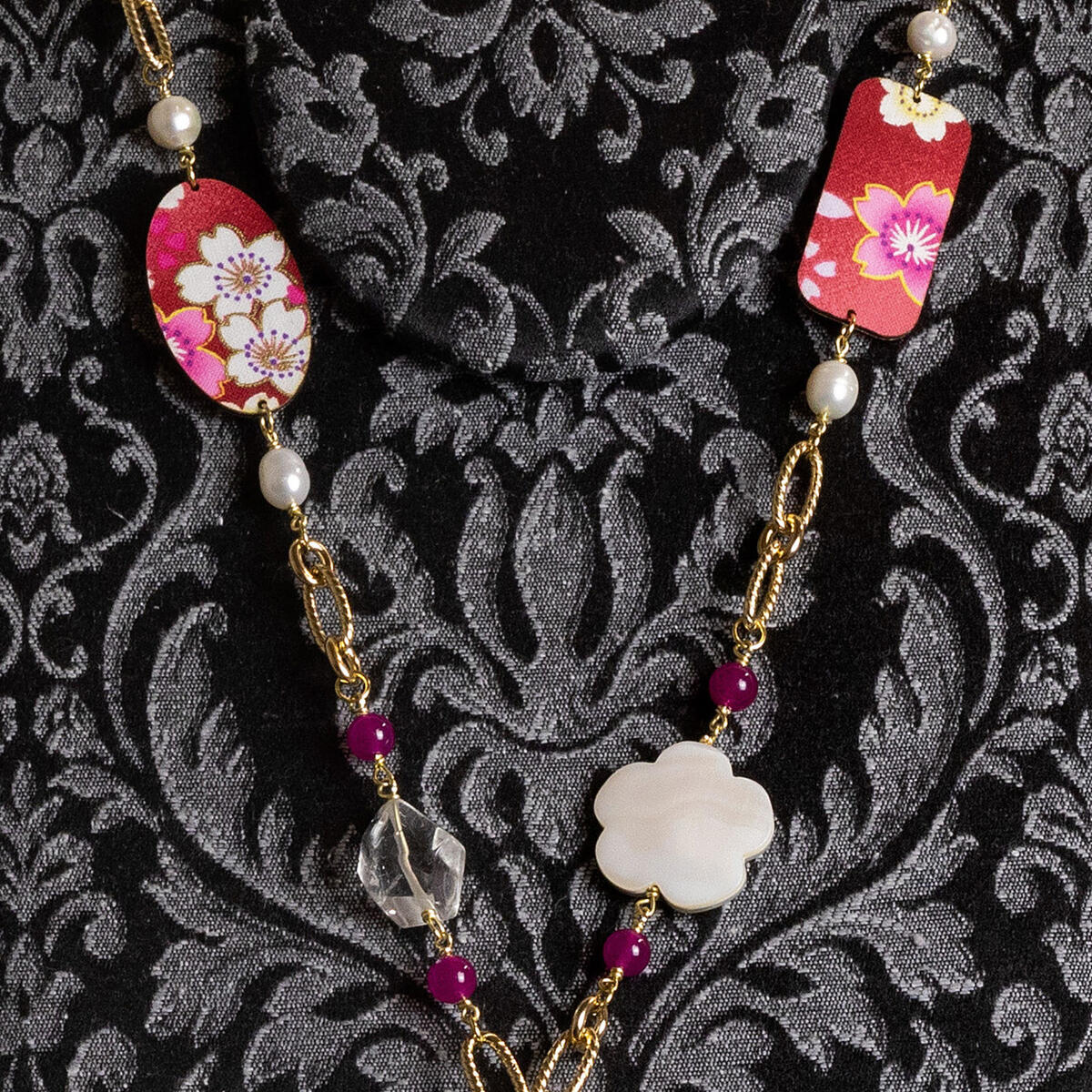 Collana Solo Io Fiori Fucsia - Lebole Maison