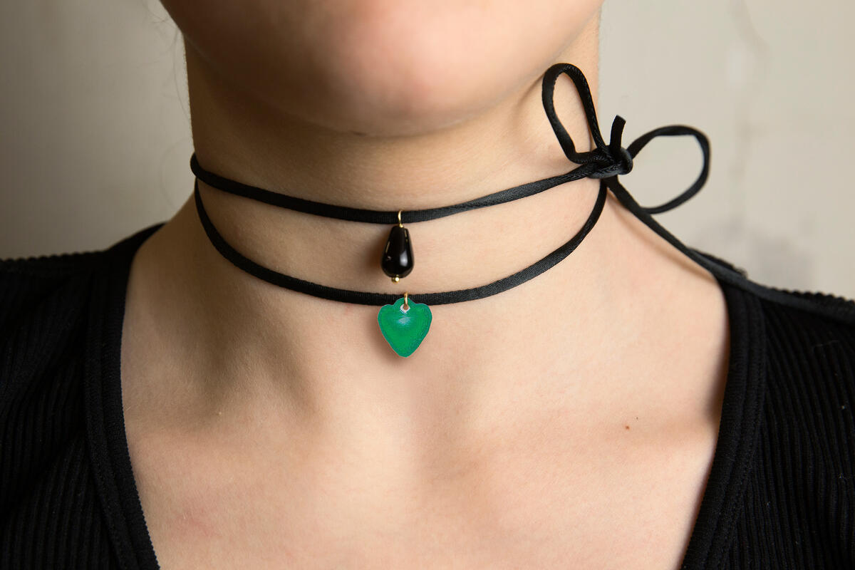 Collana Tessuto Shape Cuore Verde - Lebole Maison
