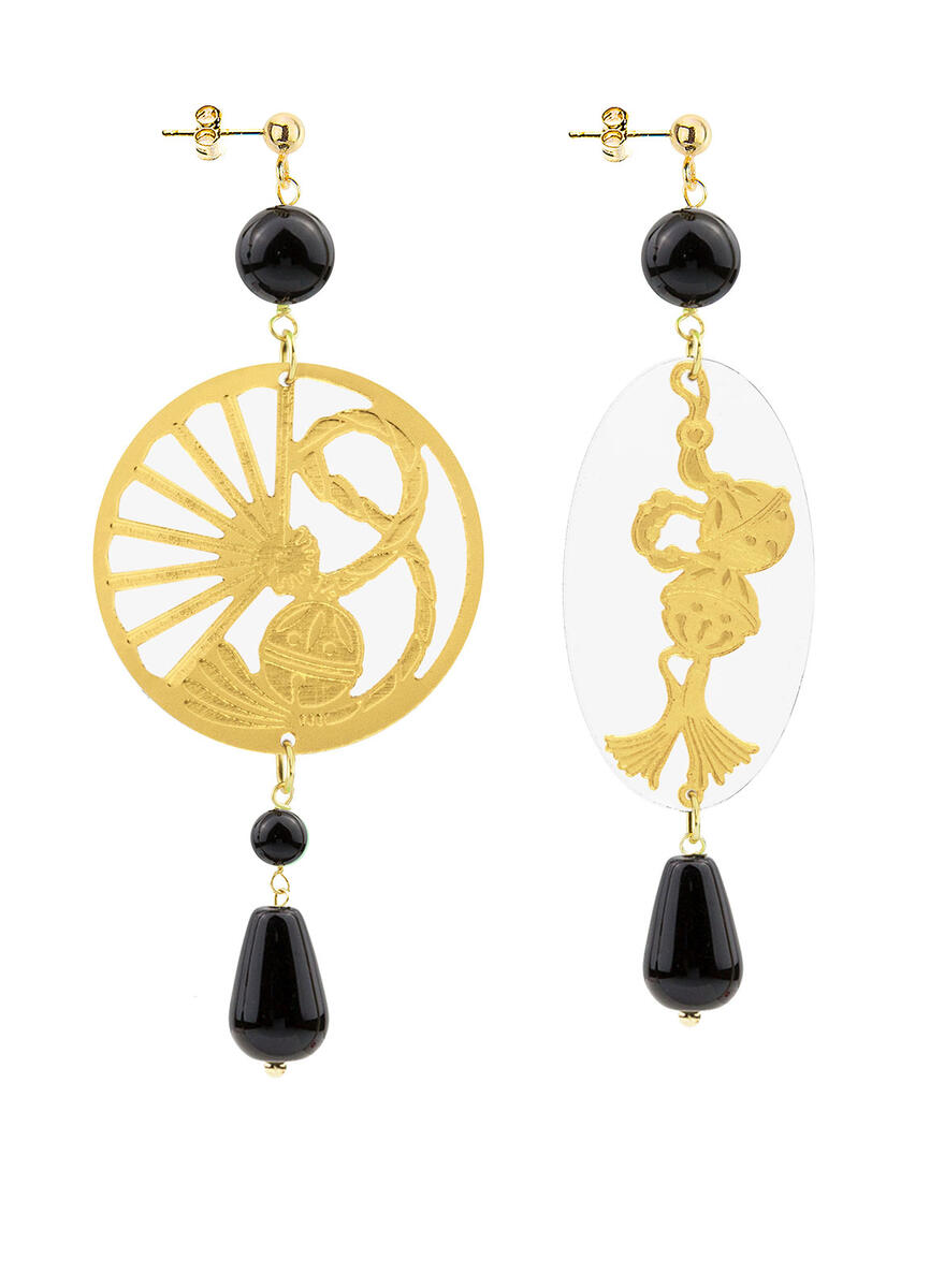 Orecchini Temari-sensu Plexi Trasparente Nero - Lebole Maison