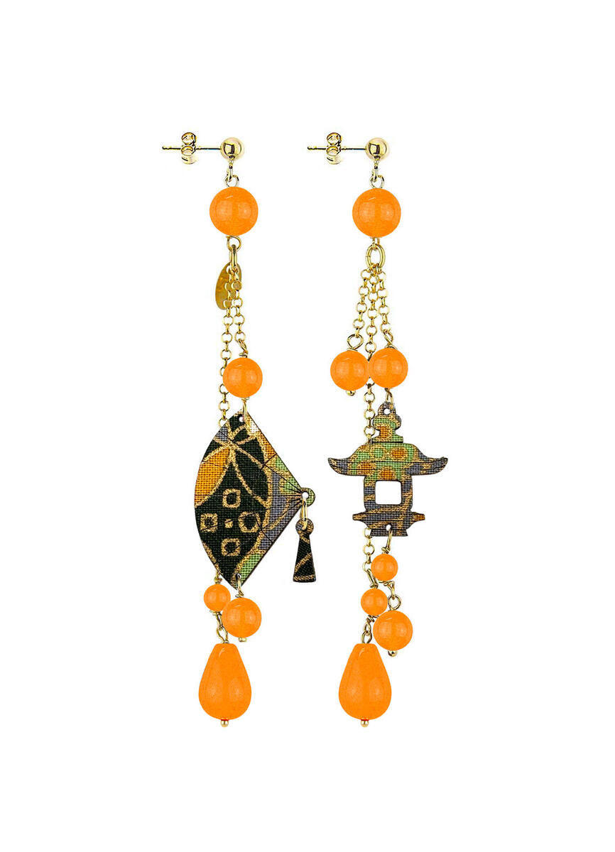 Short Tuft Fan Earrings Blue - Lebole Maison