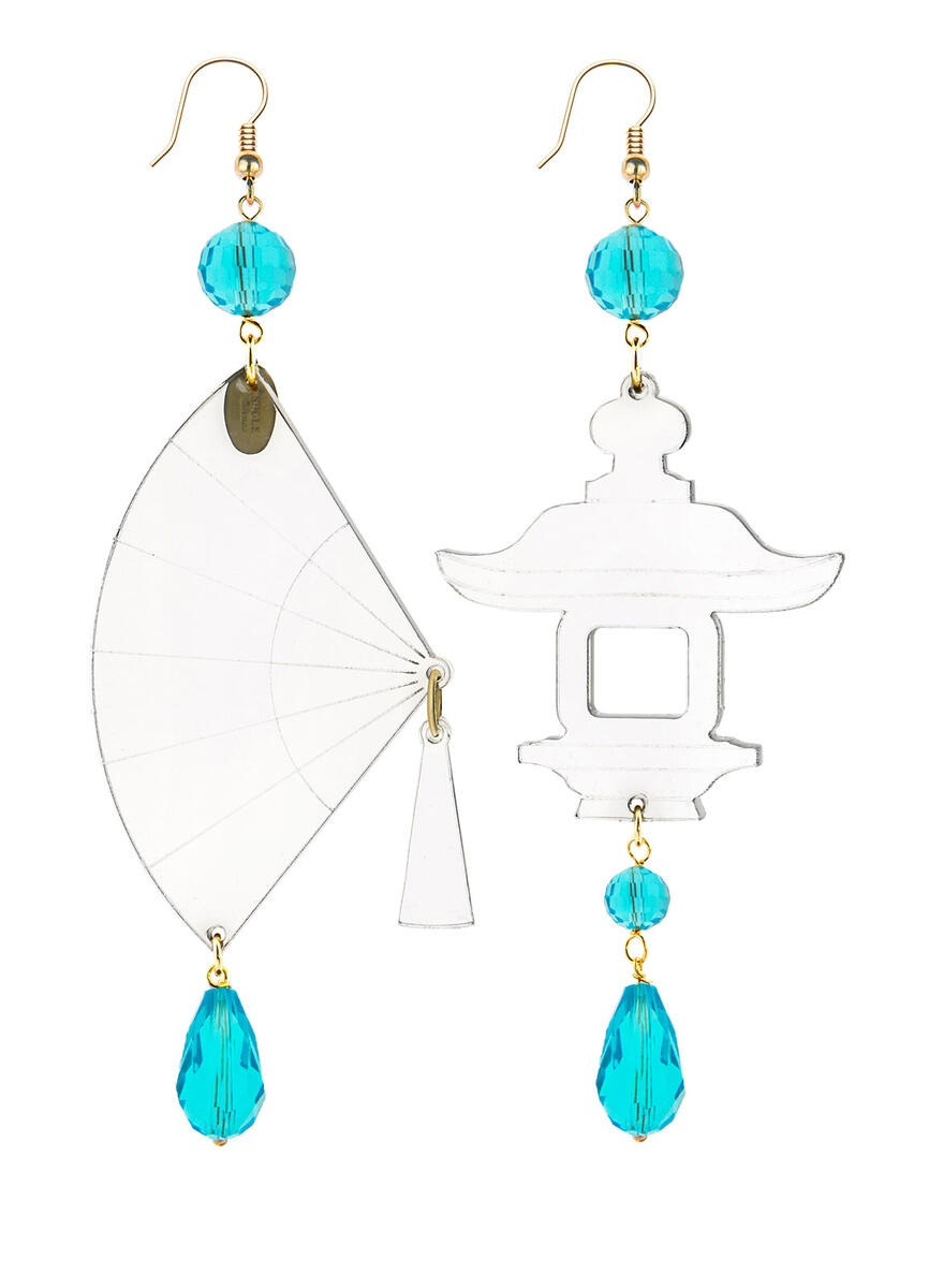 Large Blue Transparent Plexi Fan Earrings - Lebole Maison