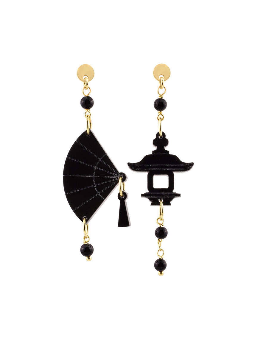 Orecchini Ventaglio Plexi Mini Nero - Lebole Maison