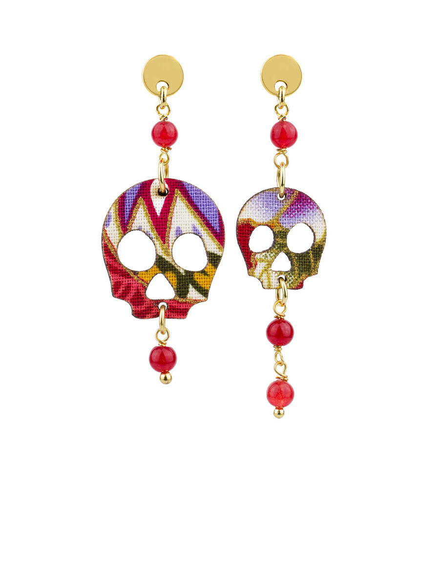 Orecchini Teschio Mini Rubino - Lebole Maison