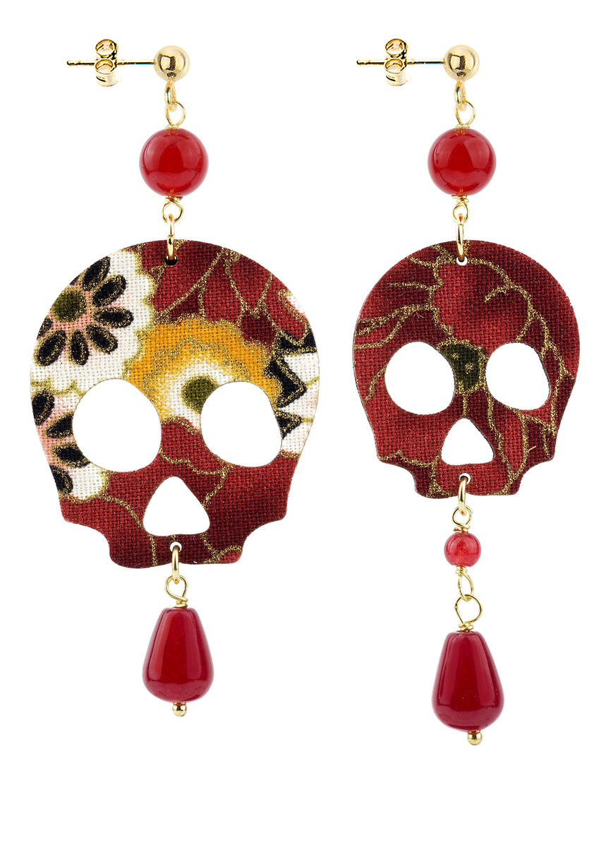 Orecchini Teschio Grande Rubino - Lebole Maison