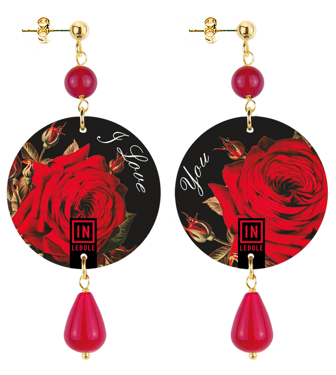 Earrings I Love You Little Ruby - Lebole Maison