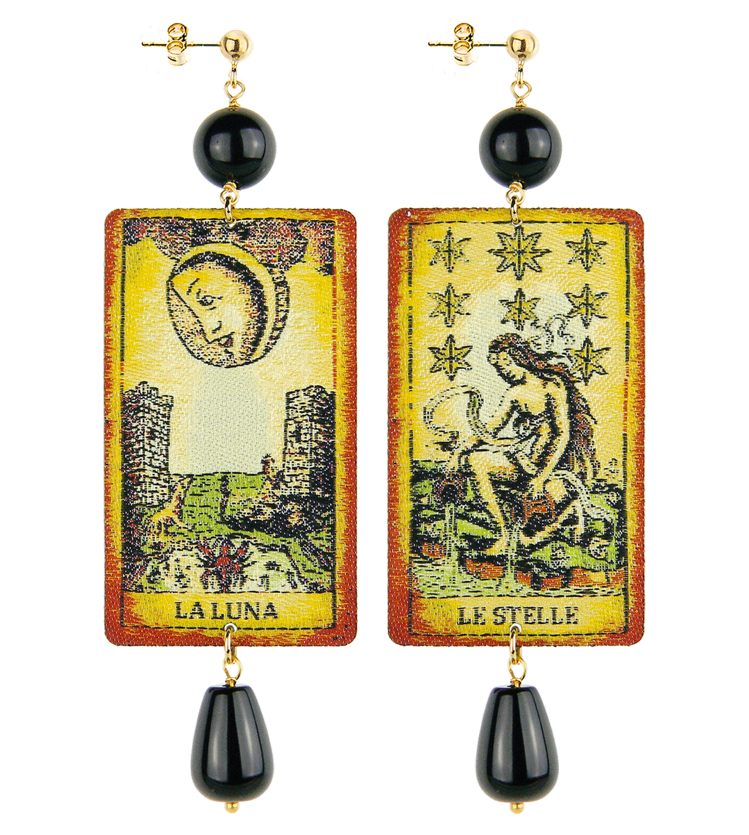Orecchini Tarocchi Stelle E Luna Classico Nero - Lebole Maison