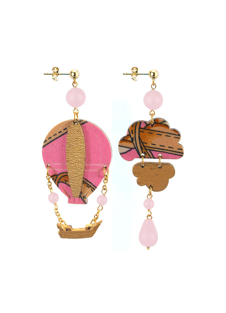 Orecchini Mongolfiera Seta Piccolo Rosa - Lebole Maison