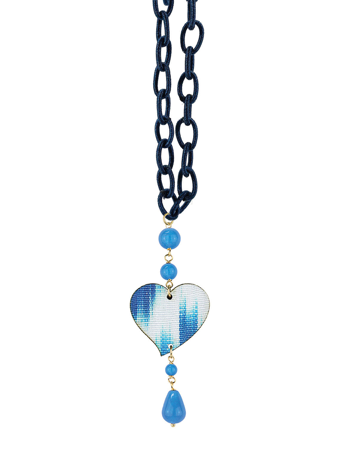 Collana Cuore Seta Piccolo Azzurro, Collane in Argento