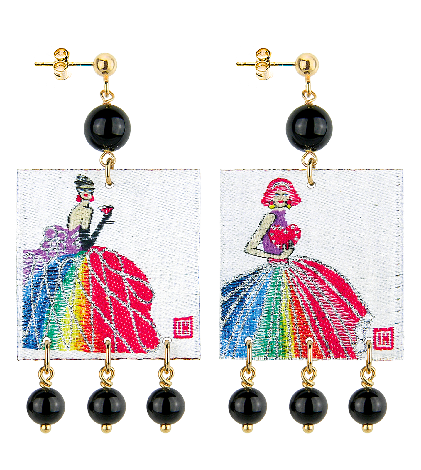 Orecchini Donna Vestito Arcobaleno Nero