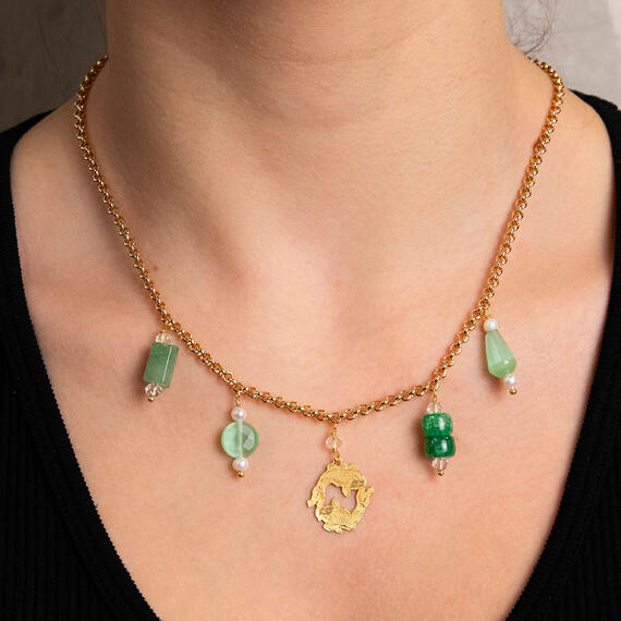 Collana Carpe Elementi Verde Giada - Lebole Maison