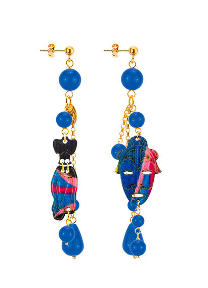 Pagne Tuft Blue Earrings - Lebole Maison
