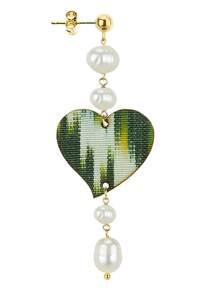 Orecchino Cuore Pietre Grande Perla - Lebole Maison