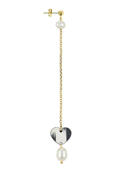 Orecchino Cuore Catena Perla - Lebole Maison