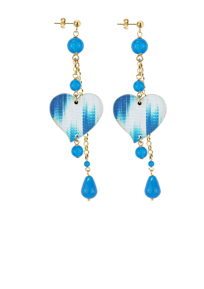 Orecchini Ciuffo Cuore Piccolo Azzurro - Lebole Maison