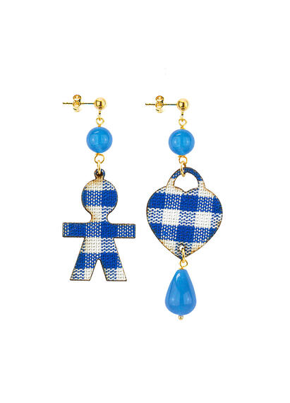 Orecchini Bambino E Cuore Mini Pietra Azzurro - Lebole Maison