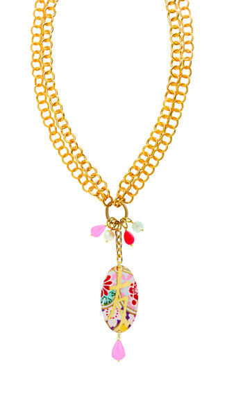 Collana Doppia Kanji Amicizia Rosa Fluo - Lebole Maison
