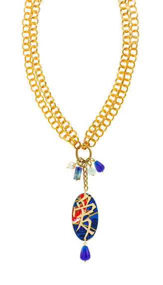 Collana Doppia Kanji Amore Blu - Lebole Maison