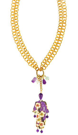 Collana Doppia Kimono Viola - Lebole Maison