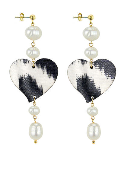 Orecchini Cuore Pietre Grande Perla - Lebole Maison