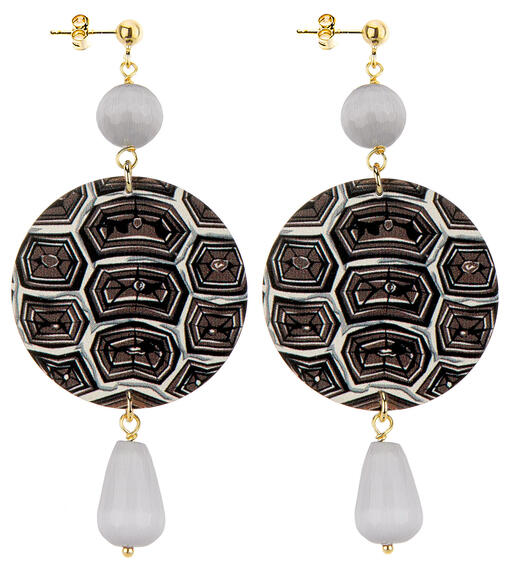 Classic Light Grey Tortoiseshell Earrings - Lebole Maison