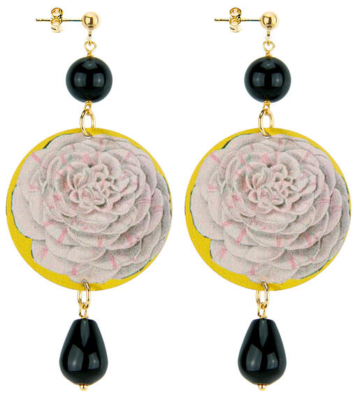 Classic Black White Camellia Earrings - Lebole Maison