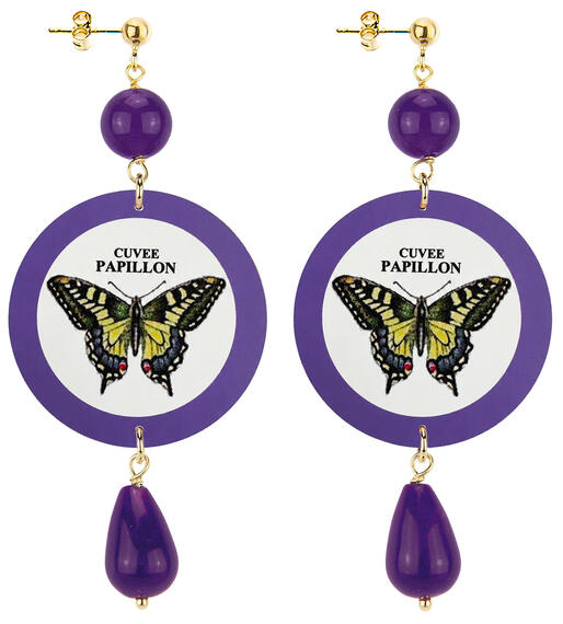 Cuvee Classic Purple Butterfly Earrings - Lebole Maison