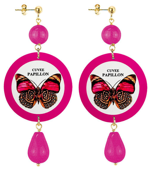 Classic Fuchsia Cuvee Butterfly Earrings - Lebole Maison