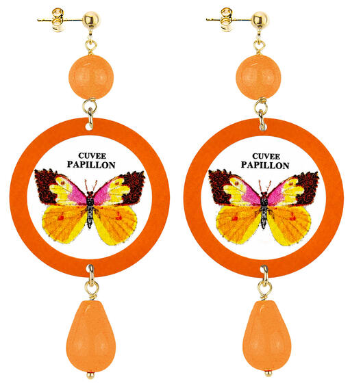 Cuvee Classic Orange Butterfly Earrings - Lebole Maison
