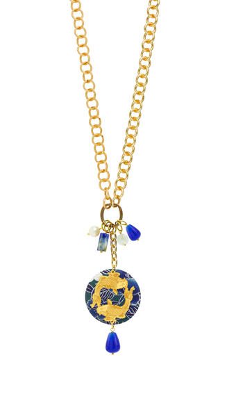 Double Blue Carp Necklace - Lebole Maison