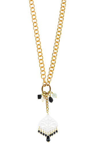 Transparent Plexi Drop Chandelier Ring Necklace. Black - Lebole Maison