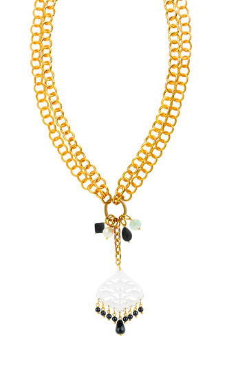 Collana Doppia Goccia Plexi Trasparente Nero - Lebole Maison
