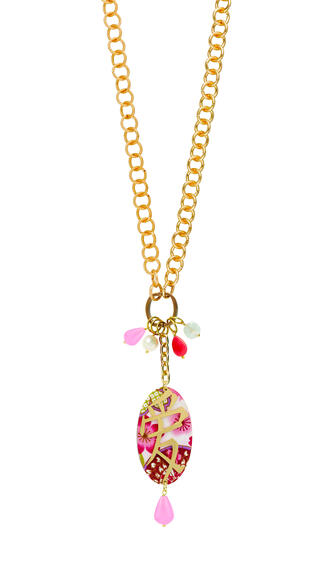 Fluorescent Pink Kanji Love Openable Ring Necklace - Lebole Maison