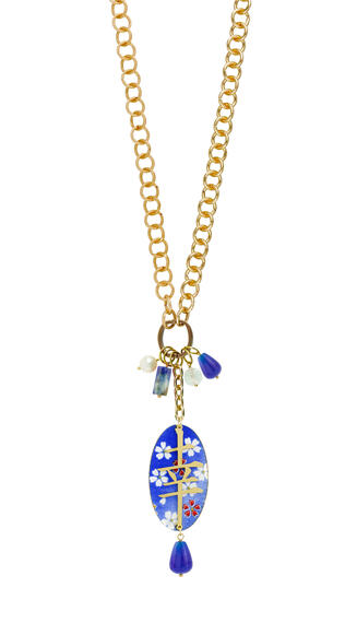 Blue Lucky Double Kanji Necklace - Lebole Maison