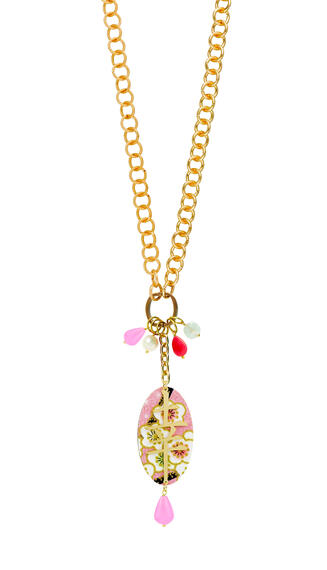 Fluorescent Pink Double Kanji Fortune Necklace - Lebole Maison