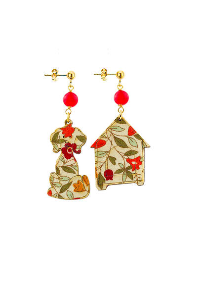 Orecchini Cane E Cuccia Mini Rubino - Lebole Maison