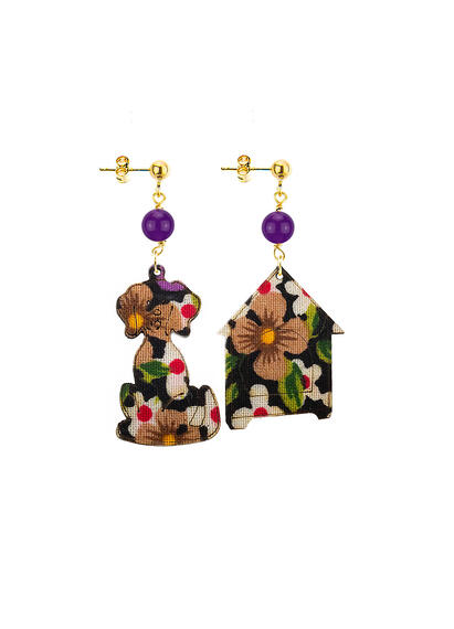 Orecchini Cane E Cuccia Mini Viola - Lebole Maison