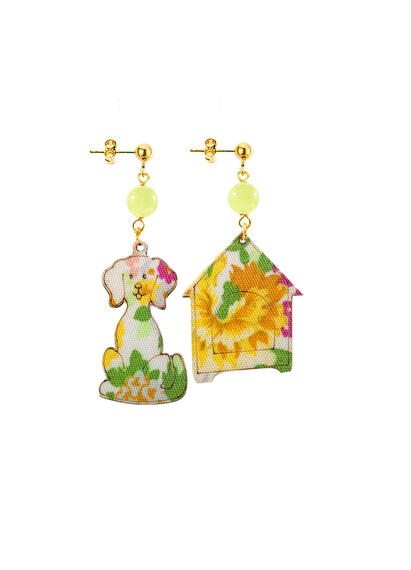 Orecchini Cane E Cuccia Mini Verde Prato - Lebole Maison