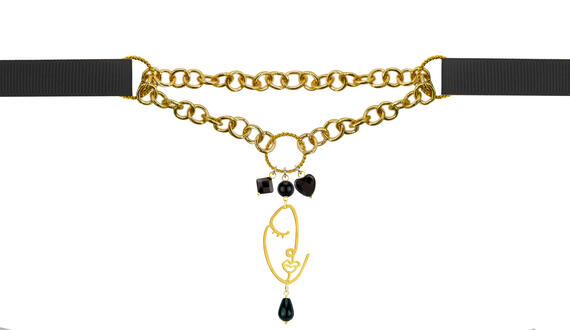 Collana Gros Grain Nero Viso - Lebole Maison
