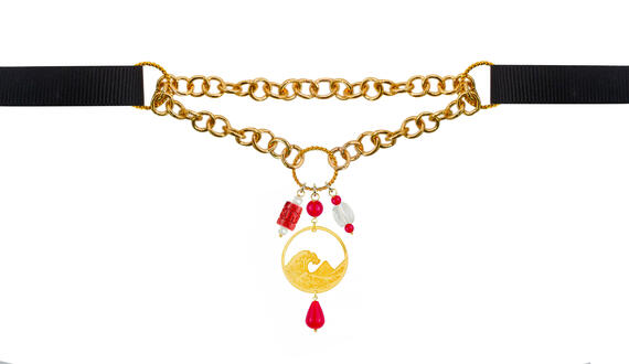 Collana Gros Grain Nero Onda - Lebole Maison
