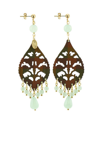 Orecchini Chandelier Goccia Lunga Plexi Verde Giada - Lebole Maison