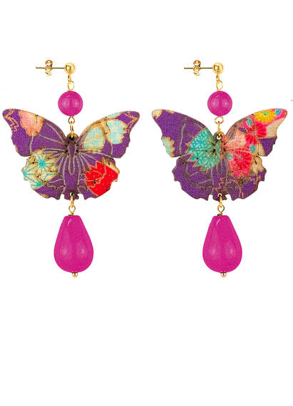 Orecchini Farfalla Goccia Fucsia - Lebole Maison