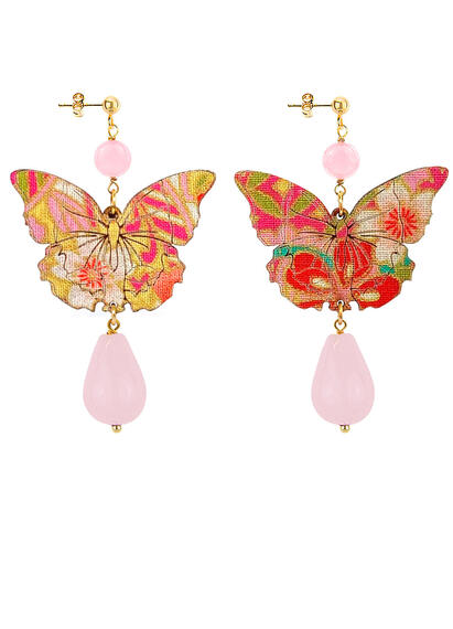 Orecchini Farfalla Goccia Rosa - Lebole Maison