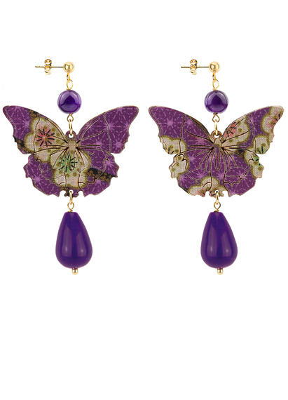 Orecchini Farfalla Goccia Viola - Lebole Maison