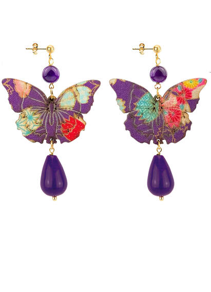 Orecchini Farfalla Goccia Viola - Lebole Maison