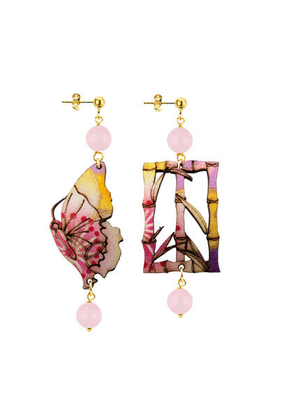 Orecchini Farfalla E Bamb&ugrave; Mini Rosa - Lebole Maison
