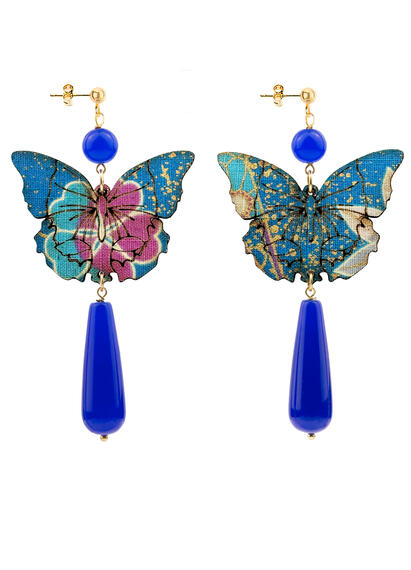 Orecchini Farfalla Goccia Lunga Blu - Lebole Maison