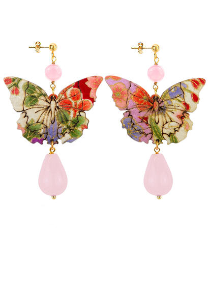 Orecchini Farfalla Goccia Rosa - Lebole Maison