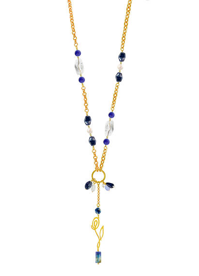 Collana Lunga Fiore Pietre Blu - Lebole Maison